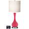 White Drum Vase Table Lamp - 2 Outlets and USB in Eros Pink