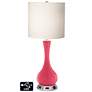 White Drum Vase Table Lamp - 2 Outlets and USB in Eros Pink
