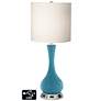 White Drum Vase Table Lamp - 2 Outlets and USB in Great Falls