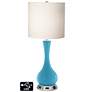 White Drum Vase Table Lamp - 2 Outlets and USB in Jamaica Bay