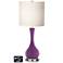 White Drum Vase Table Lamp - 2 Outlets and USB in Kimono Violet