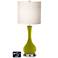 White Drum Vase Table Lamp - 2 Outlets and USB in Olive Green