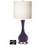 White Drum Vase Table Lamp - 2 Outlets and USB in Quixotic Plum