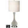 White Drum Vase Table Lamp - 2 Outlets and USB in Requisite Gray