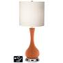 White Drum Vase Table Lamp - 2 Outlets and USB in Robust Orange