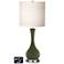 White Drum Vase Table Lamp - 2 Outlets and USB in Secret Garden