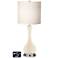 White Drum Vase Table Lamp - 2 Outlets and USB in Steamed Milk