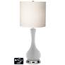 White Drum Vase Table Lamp - 2 Outlets and USB in Swanky Gray