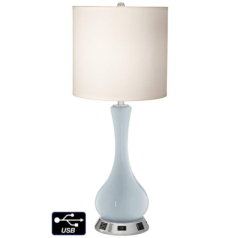 Image 1 White Drum Vase Table Lamp - 2 Outlets and USB in Take Five