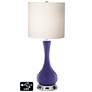 White Drum Vase Table Lamp - 2 Outlets and USB in Valiant Violet