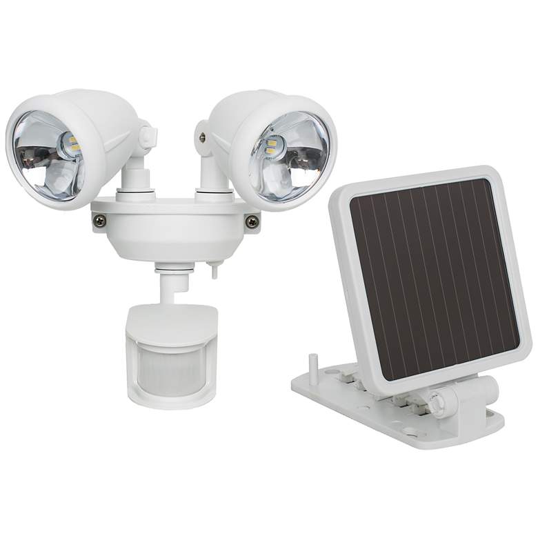 Image 1 White Dual Head Solar Powered LED Security Spotlight