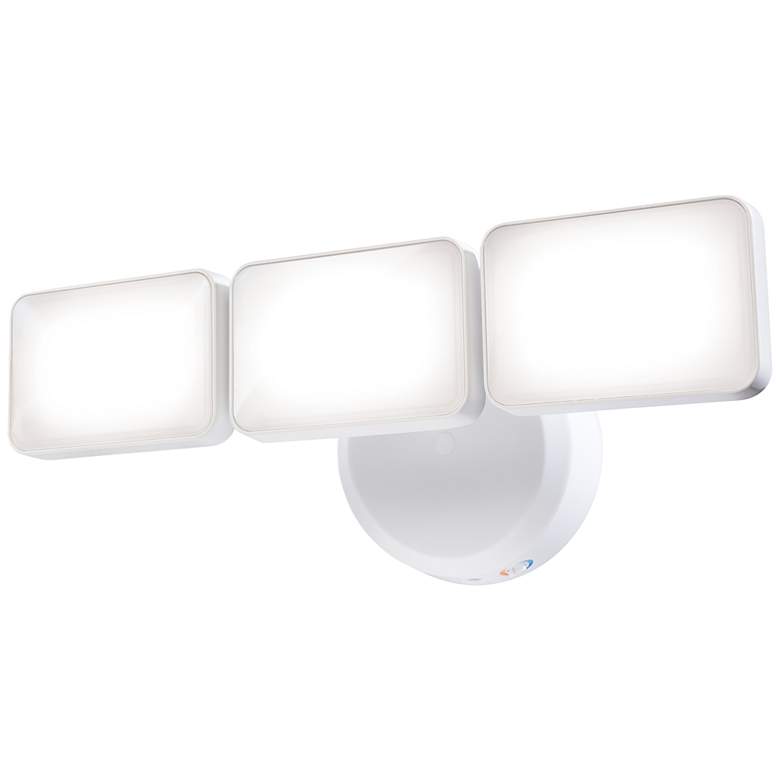 Image 1 White Dusk-to-Dawn 14 1/4 inch Wide Adjustable 3-Light LED Security Light