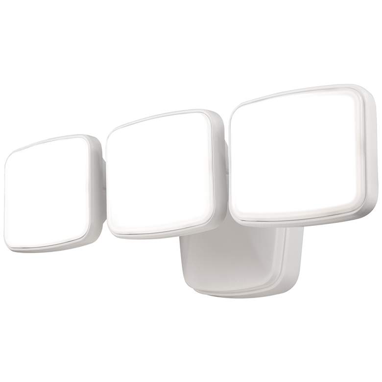 Image 1 White Dusk-to-Dawn 14 3/4" Wide Adjustable 3-Head LED Security Light