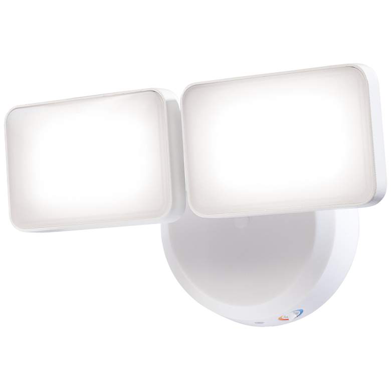 Image 1 White Dusk-to-Dawn 9" Wide Adjustable 2-Light LED Security Light