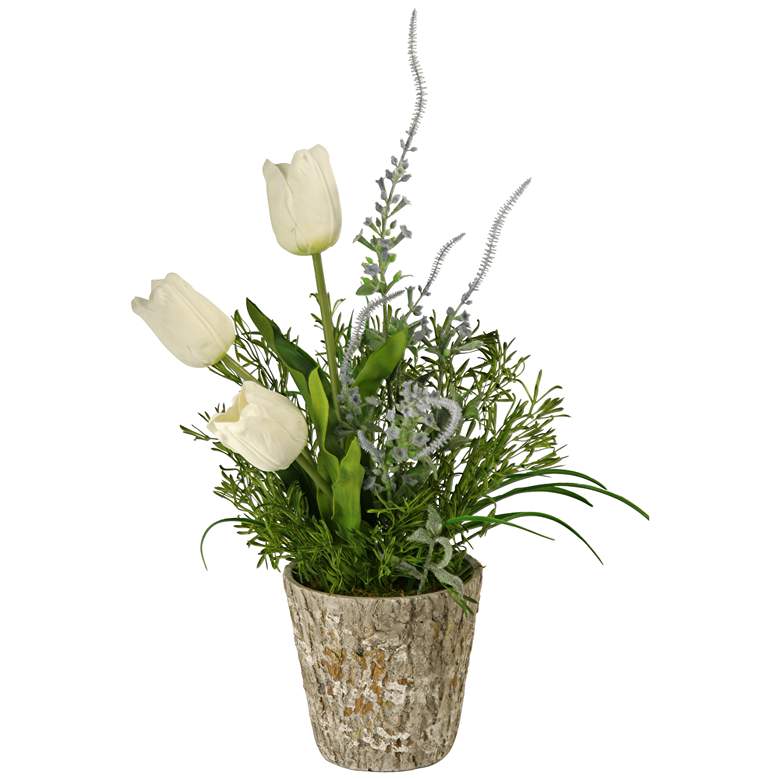 Image 1 White Dutch Tulips and Lavender 30 inchH Faux Flowers