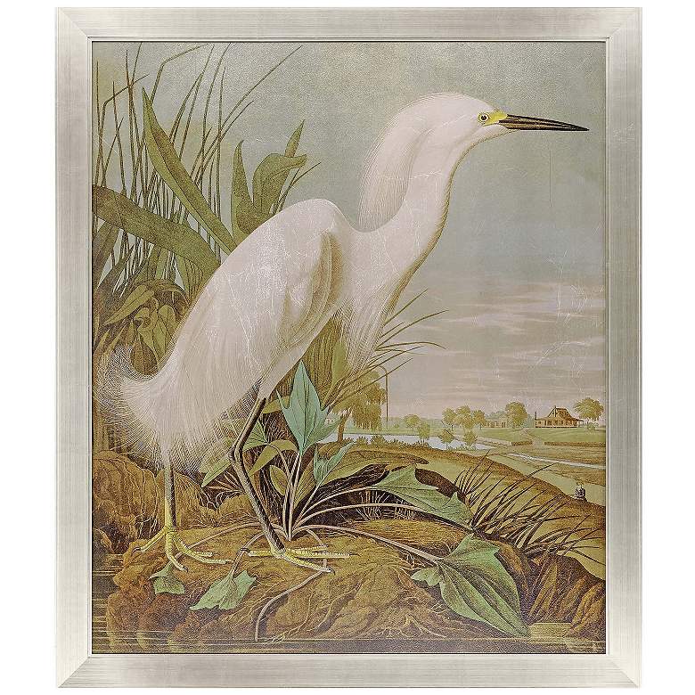 Image 1 White Egret 43"W x 51"H Framed Art