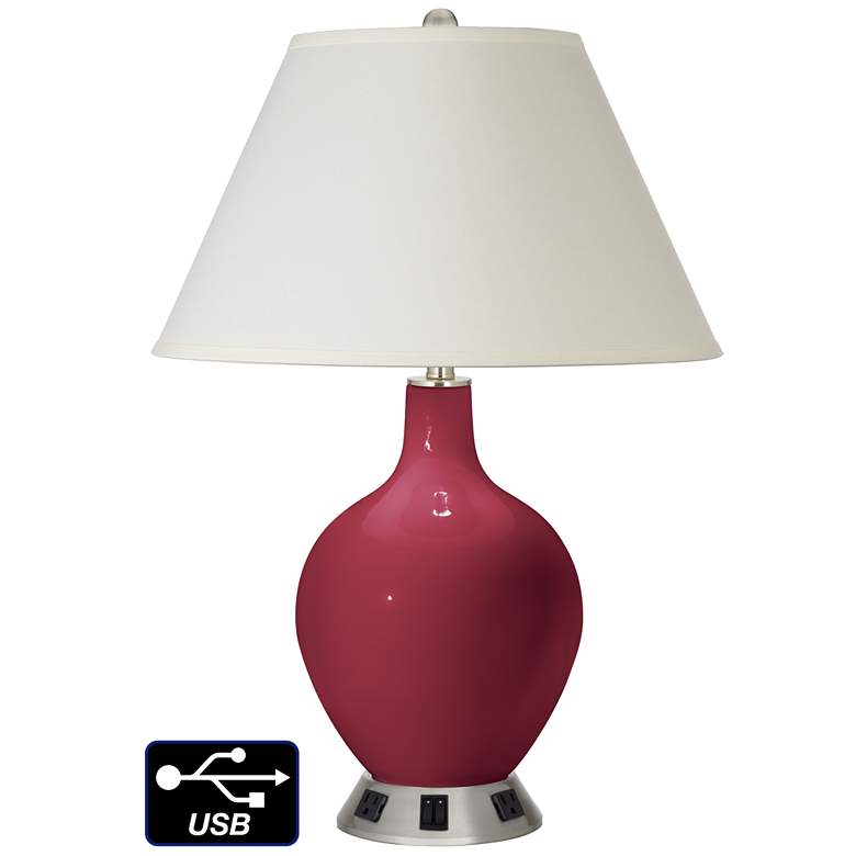 Image 1 White Empire 2-Light Lamp - 2 Outlets and USB in Antique Red