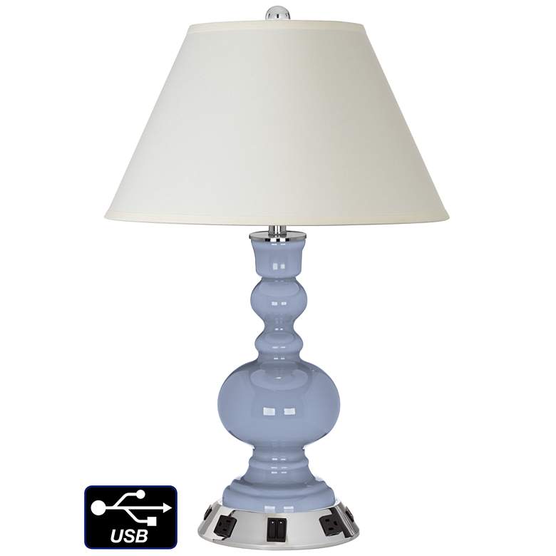Image 1 White Empire Apothecary Lamp - 2 Outlets and 2 USBs in Blue Sky