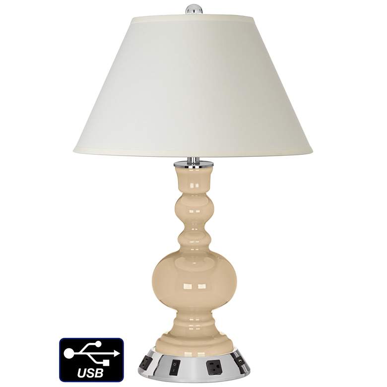 Image 1 White Empire Apothecary Lamp - 2 Outlets and USB in Colonial Tan