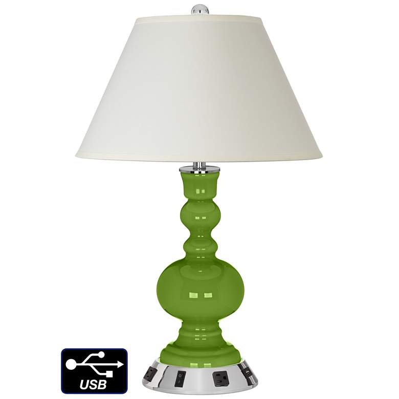Image 1 White Empire Apothecary Lamp - 2 Outlets and USB in Gecko
