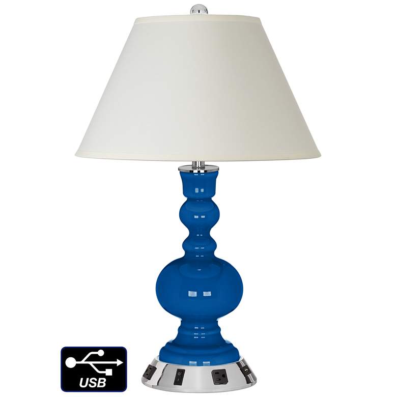 Image 1 White Empire Apothecary Lamp - 2 Outlets and USB in Hyper Blue