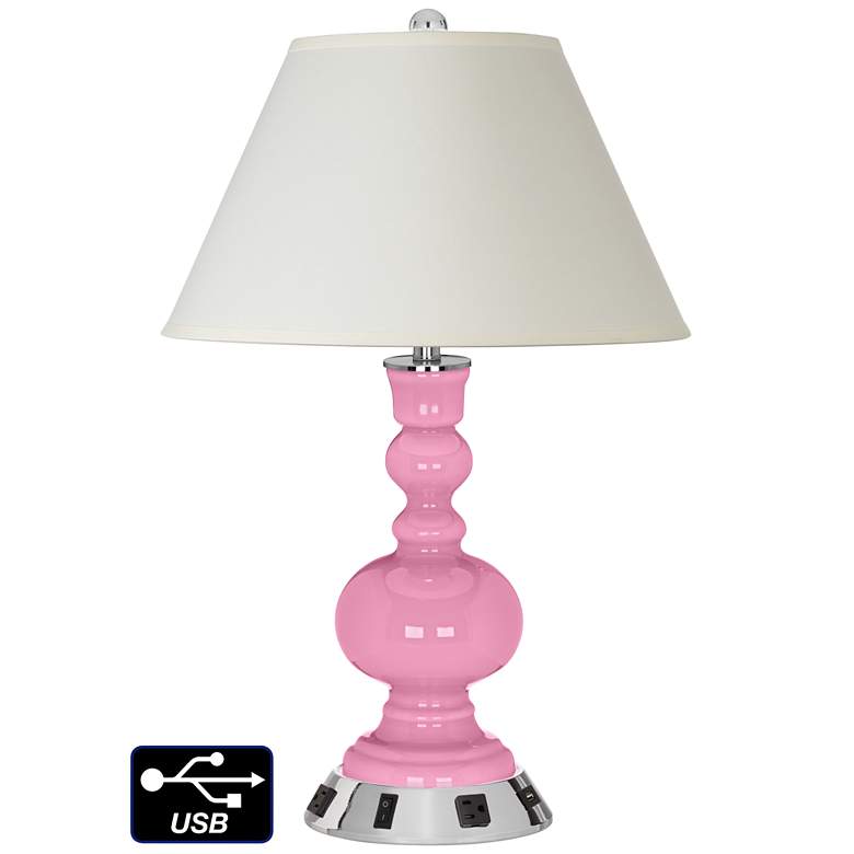 Image 1 White Empire Apothecary Lamp - 2 Outlets and USB in Pale Pink