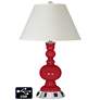 White Empire Apothecary Lamp - 2 Outlets and USB in Ribbon Red