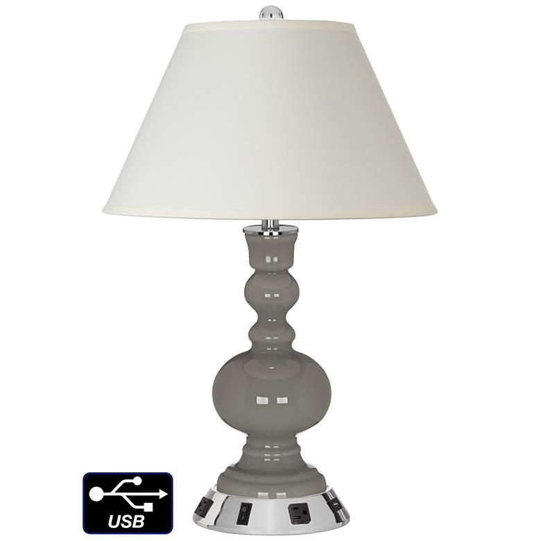 Image 1 White Empire Apothecary Lamp - Outlets and USB in Gauntlet Gray