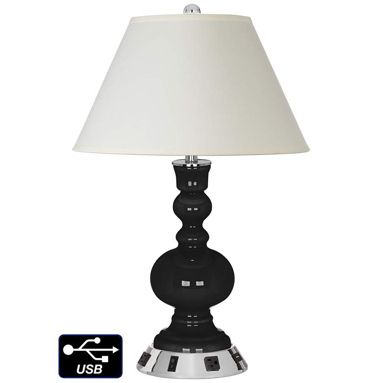 Image 1 White Empire Apothecary Lamp - Outlets and USB in Tricorn Black