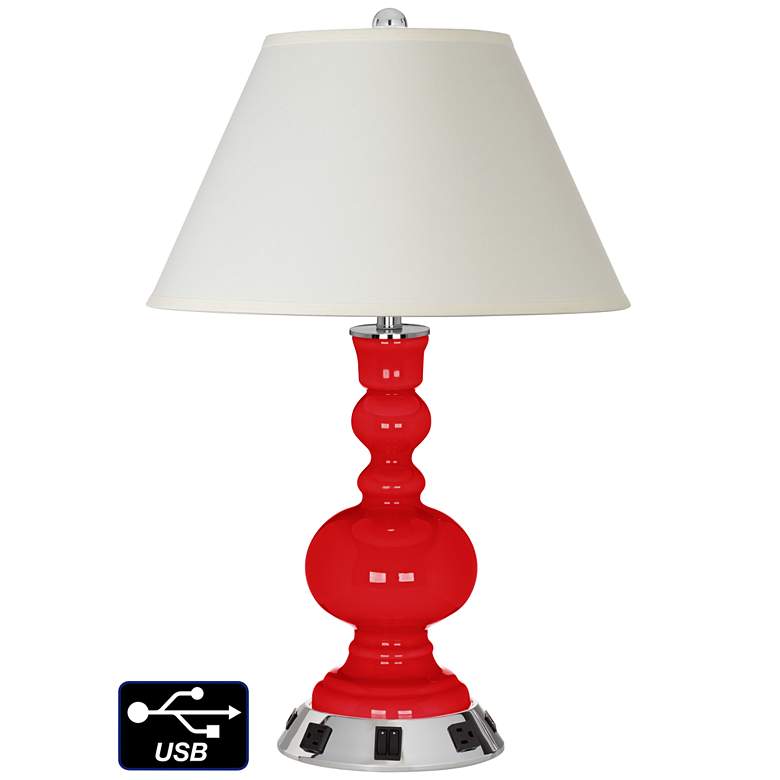Image 1 White Empire Apothecary Lamp - Outlets and USBs in Bright Red