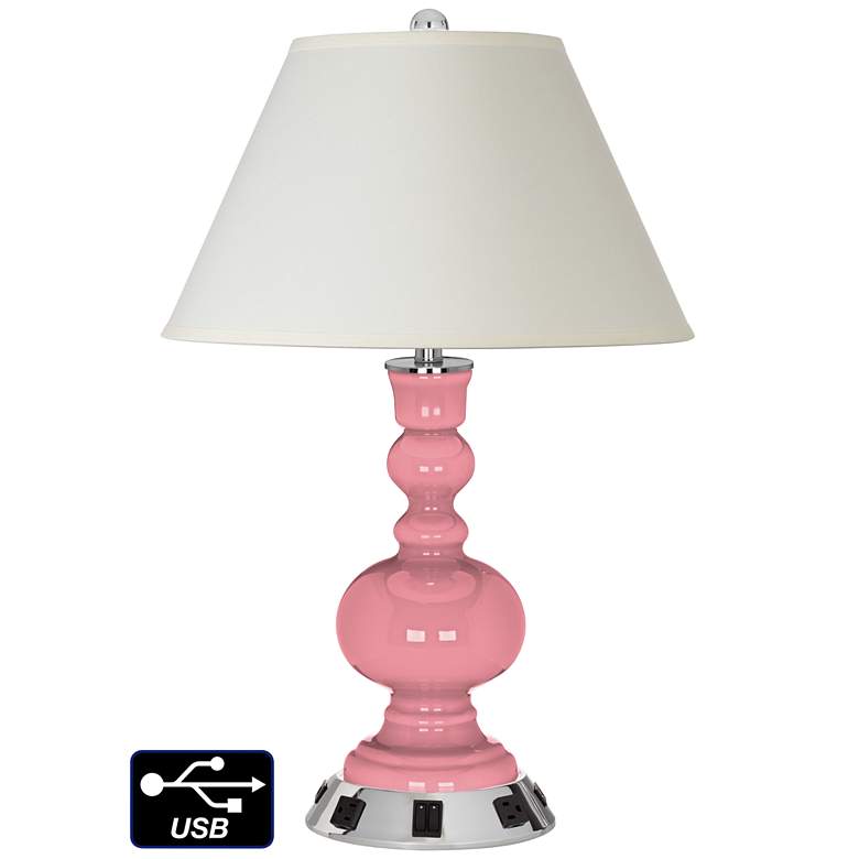 Image 1 White Empire Apothecary Lamp - Outlets and USBs in Haute Pink
