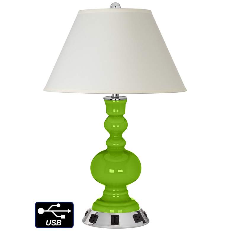 Image 1 White Empire Apothecary Lamp - Outlets and USBs in Neon Green