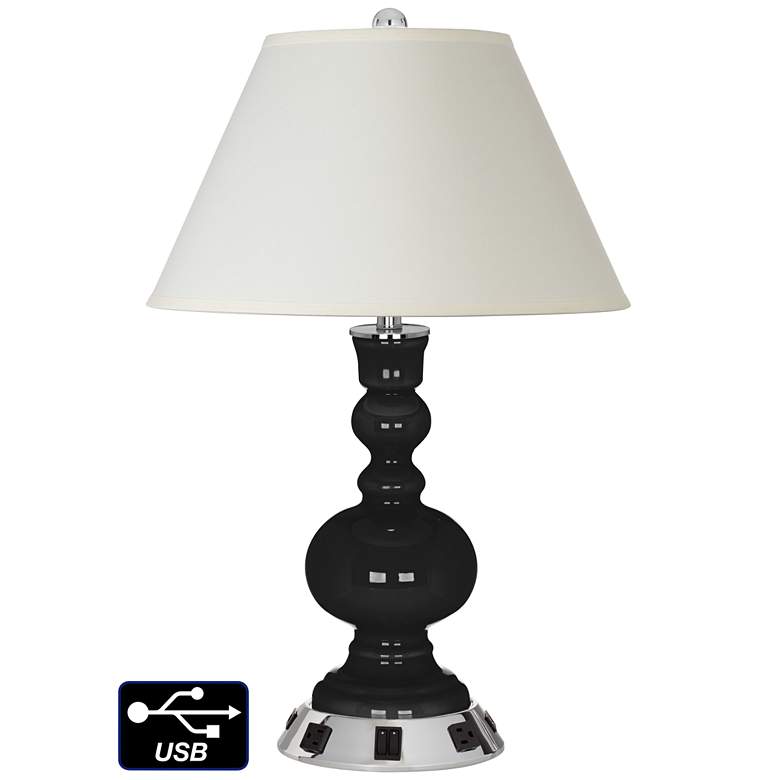 Image 1 White Empire Apothecary Lamp - Outlets and USBs in Tricorn Black