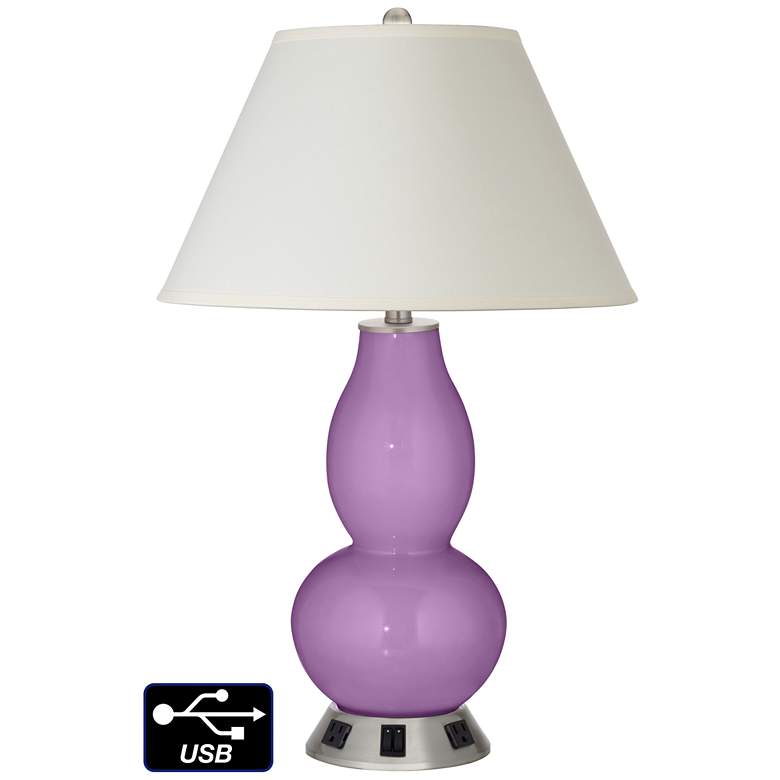 Image 1 White Empire Gourd Lamp - 2 Outlets and 2 USBs in African Violet