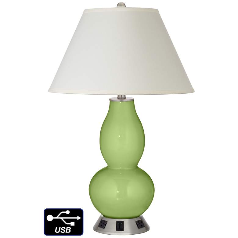 Image 1 White Empire Gourd Lamp - 2 Outlets and 2 USBs in Lime Rickey