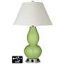 White Empire Gourd Lamp - 2 Outlets and 2 USBs in Lime Rickey