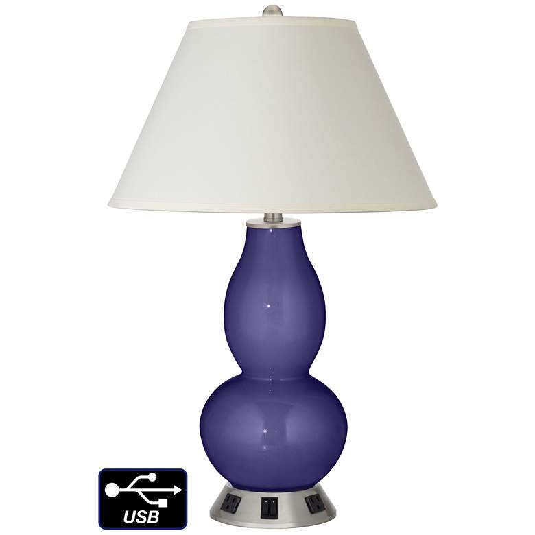 Image 1 White Empire Gourd Lamp - 2 Outlets and 2 USBs in Valiant Violet