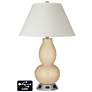 White Empire Gourd Lamp - 2 Outlets and USB in Colonial Tan