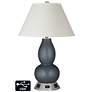 White Empire Gourd Lamp - 2 Outlets and USB in Gunmetal Metallic