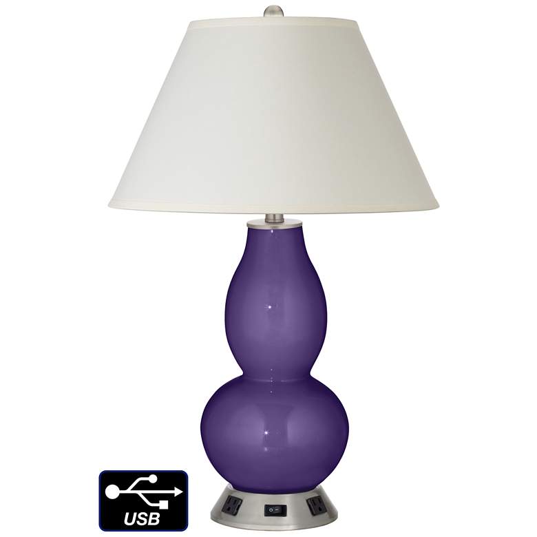 Image 1 White Empire Gourd Lamp - 2 Outlets and USB in Izmir Purple