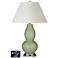 White Empire Gourd Lamp - 2 Outlets and USB in Majolica Green