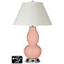 White Empire Gourd Lamp - 2 Outlets and USB in Mellow Coral