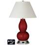 White Empire Gourd Lamp Outlets and USB in Cabernet Red Metallic