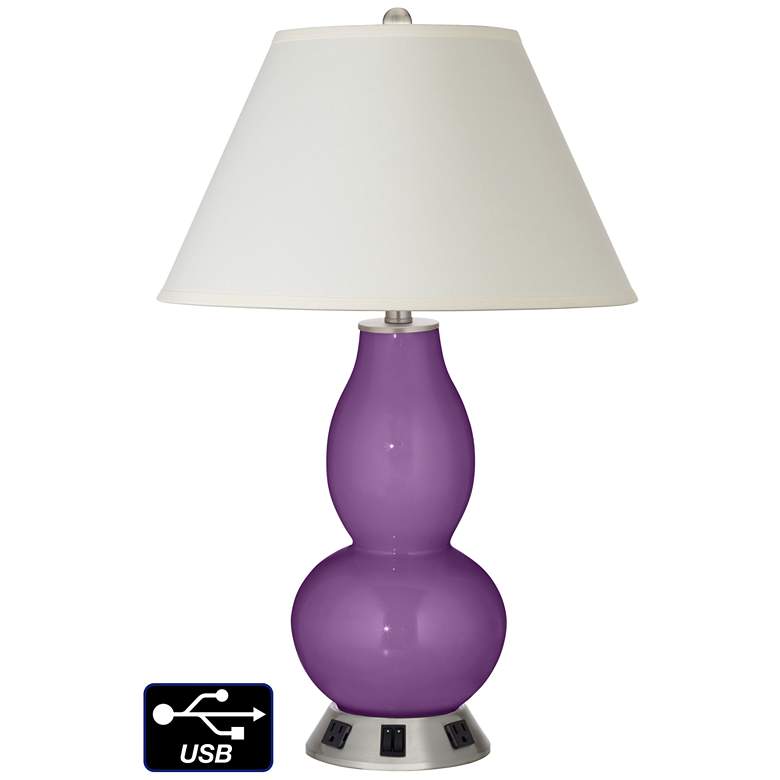 Image 1 White Empire Gourd Lamp - Outlets and USBs in Passionate Purple