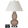 White Empire Gourd Table Lamp - 2 Outlets and 2 USBs in Mocha