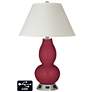 White Empire Gourd Table Lamp - 2 Outlets and USB in Antique Red