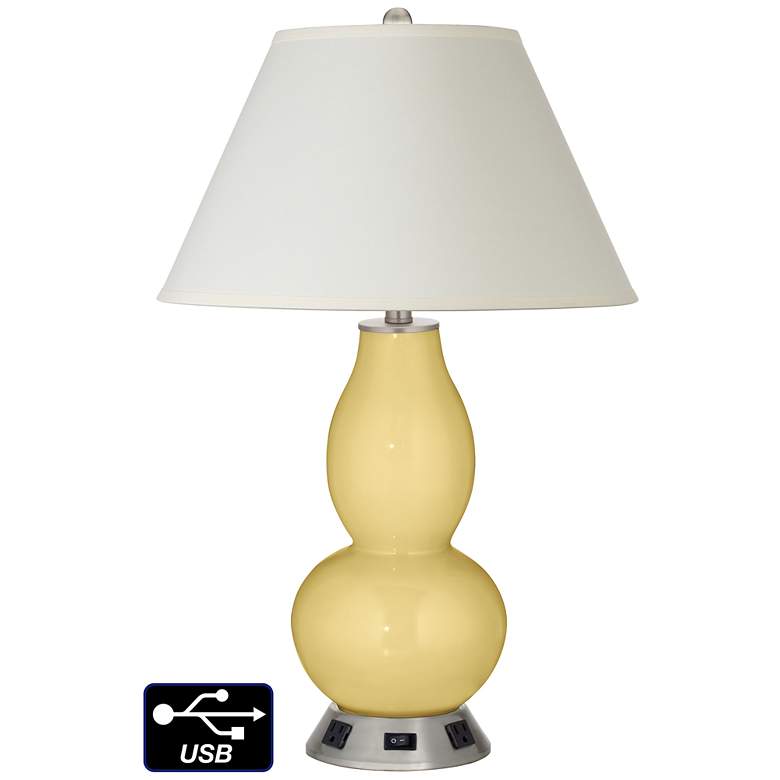 Image 1 White Empire Gourd Table Lamp - 2 Outlets and USB in Butter Up