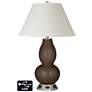 White Empire Gourd Table Lamp - 2 Outlets and USB in Carafe