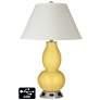 White Empire Gourd Table Lamp - 2 Outlets and USB in Daffodil