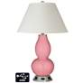 White Empire Gourd Table Lamp - 2 Outlets and USB in Haute Pink